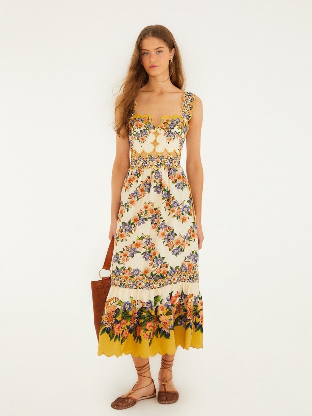 FARM RIO Sand Hilo Stripes Lenzing™ Ecovero™ Euroflax™ Midi Dress